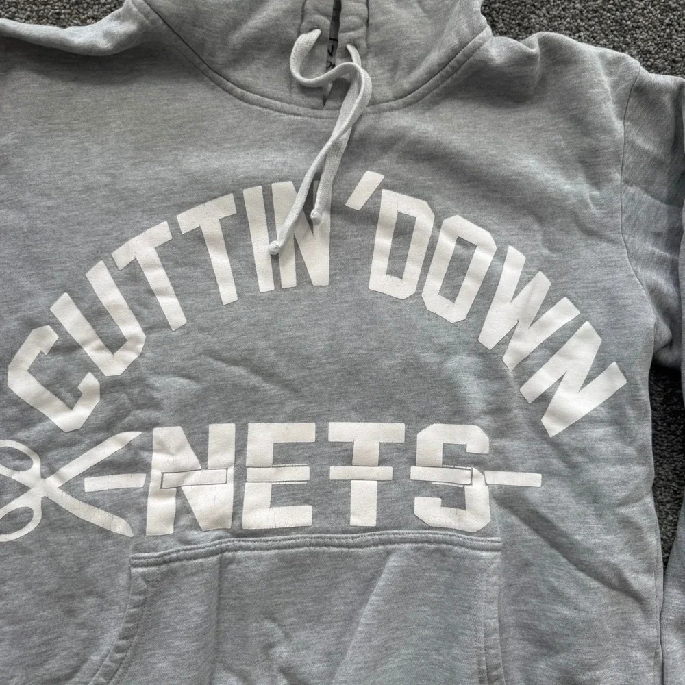 CDN Est 2015 Cuttin Down Nets Hoodie Mens M Gray Graphic Pullover Sweatshirt